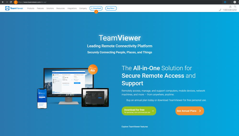 Click on Download button at TeamViewer website